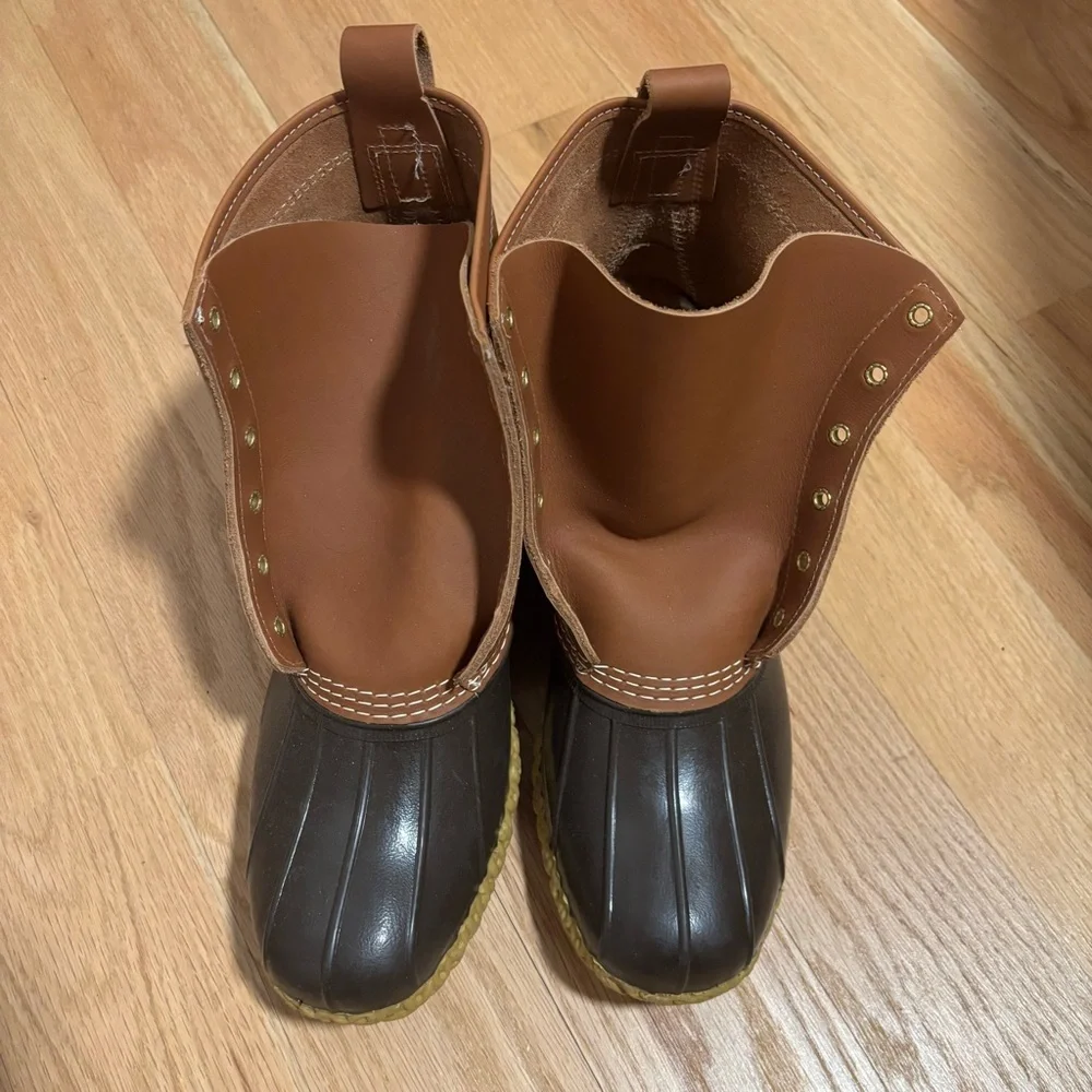 L.L. Bean Tan and Black Rain Duck Boots